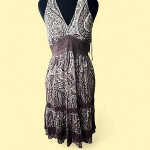 Paisley print y2k halter dress